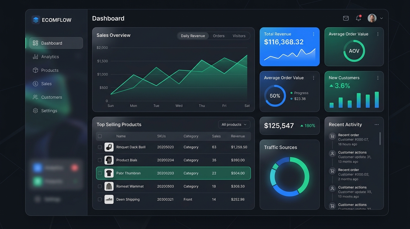 EcomFlow SaaS E-Commerce Web Dashboard